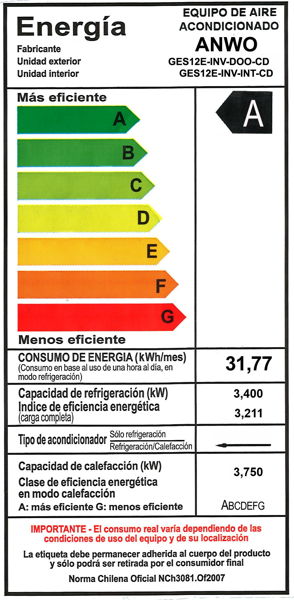 EAA. MURO FRIO/CALOR 12000 BTUH INVERTER NEW COOL DESIGN